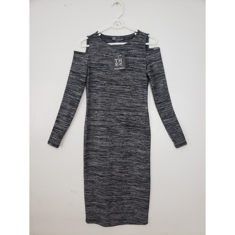 (Ma) Chelsea & Theodore Womens Dress Size S Cold Shoulder Bodycon Festival Gray